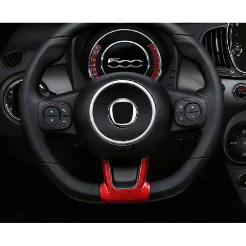 FIAT 500 Steering Wheel Trim Set - 2 pieces - Bottom Trim - Carbon Fiber Red Pearl Finish