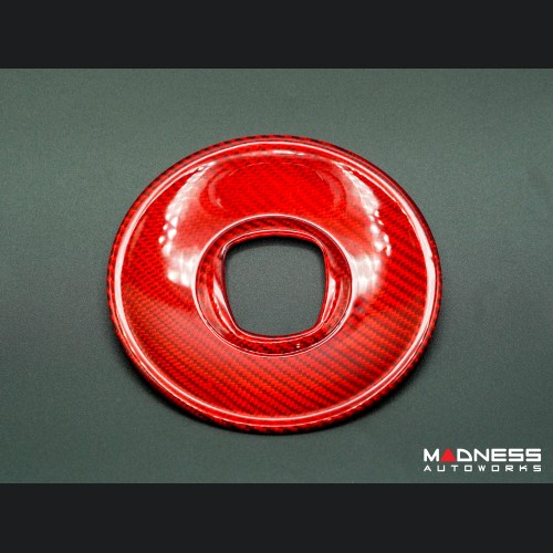 FIAT 500 Steering Wheel Trim - Carbon Fiber - Airbag Center - Large Outer Cover - Red Pearl Finish