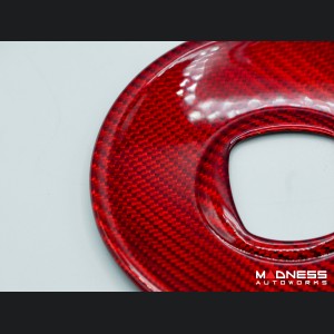 FIAT 500L Steering Wheel Trim - Carbon Fiber - Airbag Center - Large Outer Cover - Red Pearl Finish