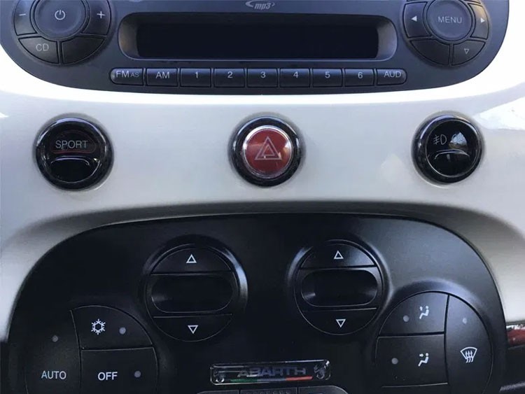 FIAT 500 Center Dashboard Button Trim Kit - Carbon Fiber - Blue