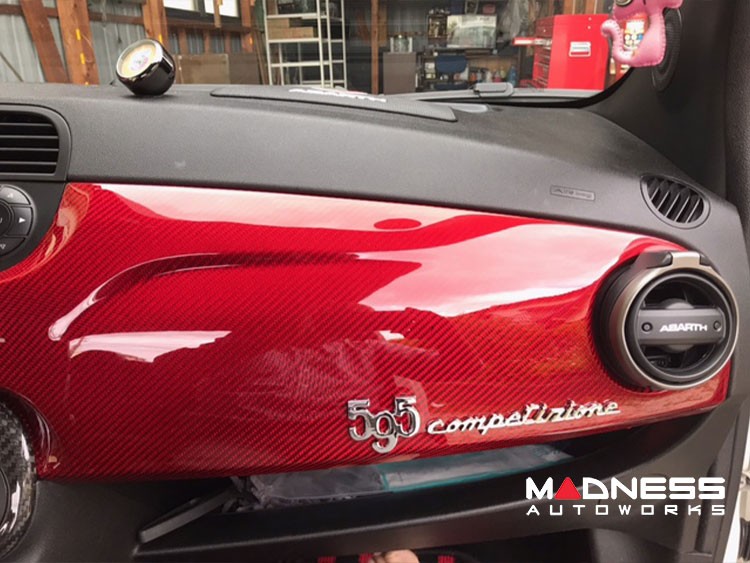 FIAT 500 Custom Dashboard - Carbon Fiber - Red Candy