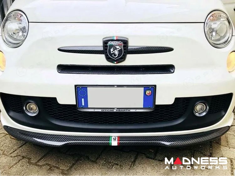 FIAT 500 Front Spoiler - Carbon Fiber - Italian Racing Stripe w/ Black Scorpion