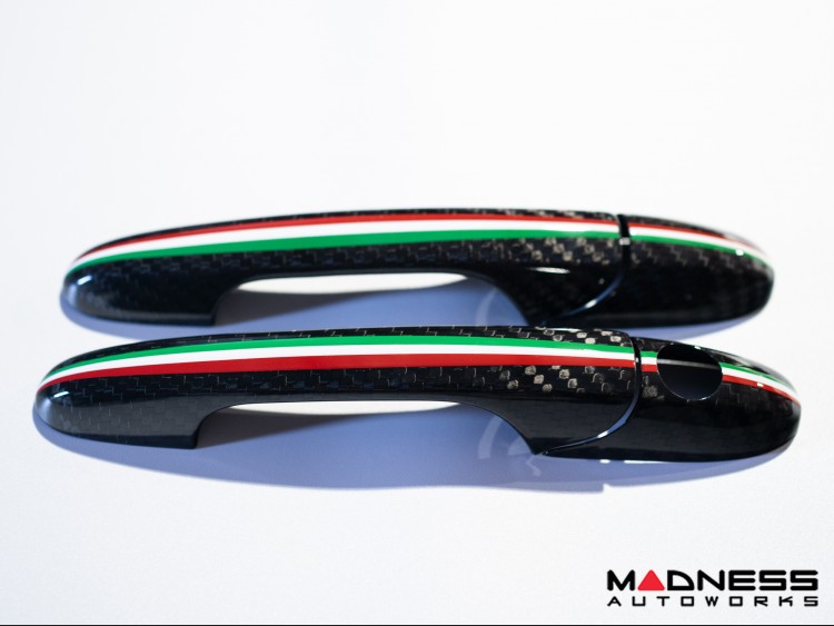 FIAT 500 Door Handles - Carbon Fiber w/ Italian Racing Stripe