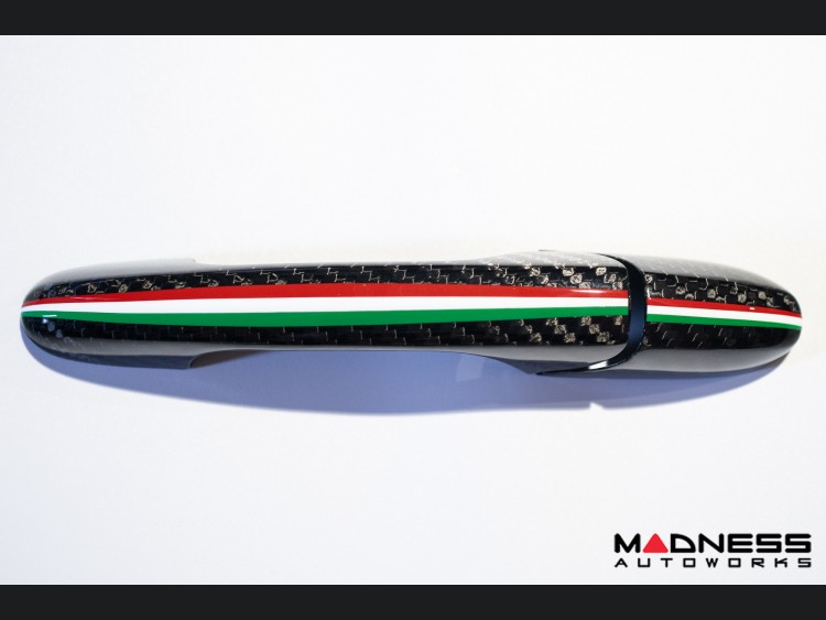 FIAT 500 Door Handles - Carbon Fiber w/ Italian Racing Stripe