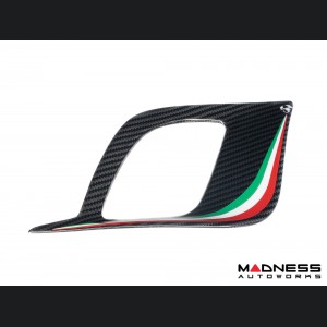 FIAT 500 Front Side Air Duct Diffuser Set - Carbon Fiber - Italian Racing Stripe w/ White Scorpion - NA Model