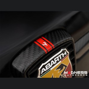 FIAT 500 ABARTH Front Emblem - Carbon Fiber - Red Racing Stripe w/ White Scorpion