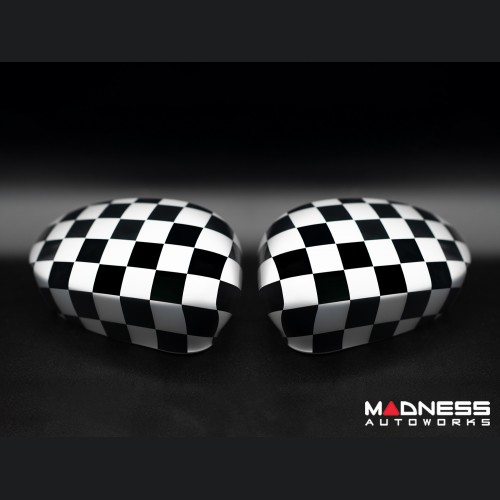 FIAT 500 Mirror Covers - Checkered Design 