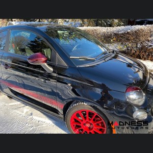 FIAT 500 Mirror Covers - Carbon Fiber - Red Candy