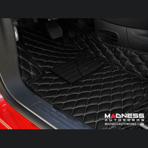 FIAT 500 Floor Liners - All Weather - LUXUS - Front - Black w/ Black Stitching