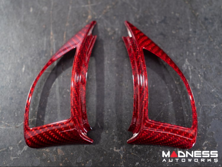 FIAT 500 ABARTH Steering Wheel Trim Set (3 pieces) - Carbon Fiber - Red Candy