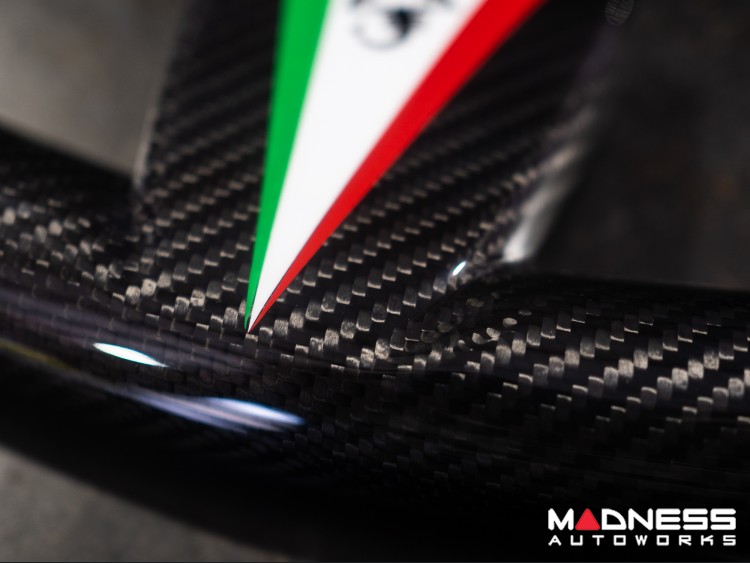 FIAT 500 ABARTH Steering Wheel Trim Set - Carbon Fiber Italian Racing Stripe w/ Black Scorpion
