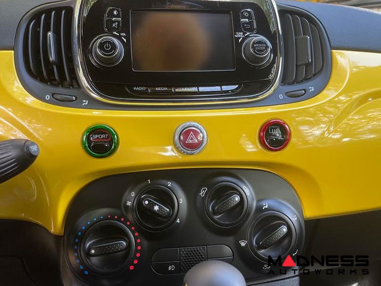 FIAT 500 Dashboard Button Trim Kit - Carbon Fiber - Italian Style