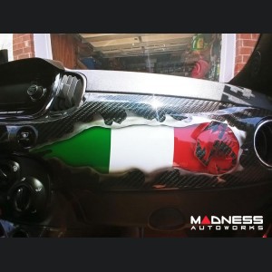 FIAT 500 Custom Dashboard - Carbon Fiber - Italian Flag w/ Black Scorpion 