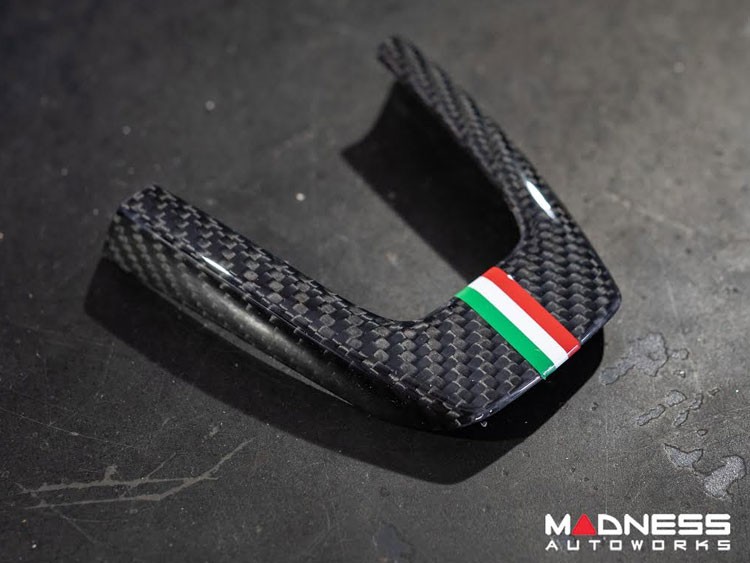 FIAT 500 ABARTH Steering Wheel Trim Set (3 pieces) - Carbon Fiber Italian Racing Stripe