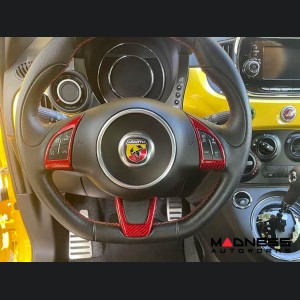 FIAT 500 ABARTH Steering Wheel Trim Set (3 pieces) - Carbon Fiber Red