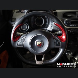 FIAT 500 ABARTH Steering Wheel Trim Set in Carbon Fiber (2 pieces) - Lateral Sides - Red Candy