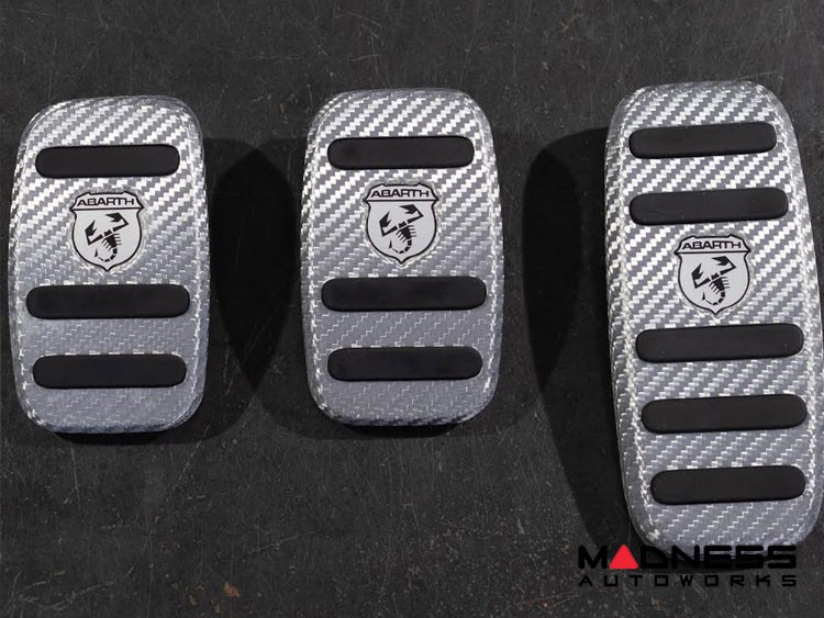 FIAT 500 Pedal Set + Footrest - Alutex Carbon Fiber - Silver Carbon - ABARTH - Manual
