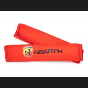 Seat Belt Shoulder Pads - set of 2 - ABARTH Crest and Logo - Red