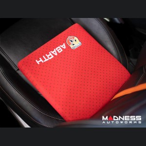 Seat Cushion - Red w/ ABARTH Crest + Logo in White - Perforated 