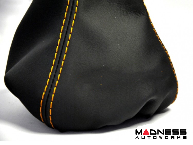 FIAT 500 Gear Shift Boot - Black Leather w/ Orange Stitching