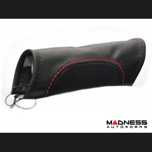 FIAT 500 eBrake Handle Cover - Leather - Black w/ Red Stitching