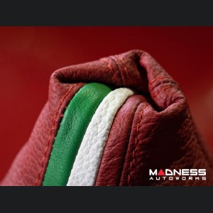 FIAT 500 Gear Shift Boot - Red Leather w/ Italian Stripes