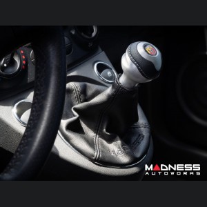 FIAT 500 Gear Shift Boot - Black Leather w/ Black Stitching and MADNESS Logo
