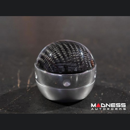 FIAT 500 Gear Shift Knob by BLACK - Carbon Fiber Top w/ Chrome Ring and Brushed Satin Base