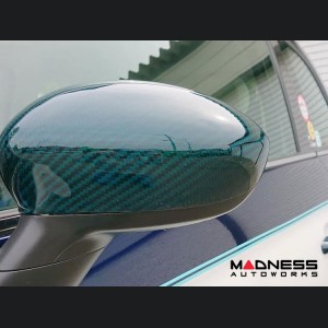 FIAT 500 Mirror Covers - Carbon Fiber - Verde Azzurro/ Blue-Green