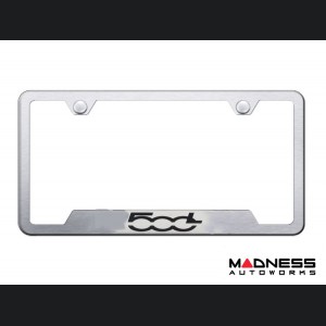 FIAT 500L License Plate Frame - Polished Stainless Steel - 500L Logo - Bottom Cut Outs