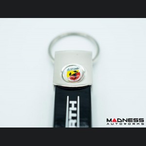 Keychain - ABARTH - Black PVC Strap w/ ABARTH Logo + Crest Badge