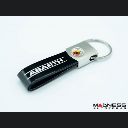 Keychain - ABARTH - Black PVC Strap w/ ABARTH Logo + Crest Badge
