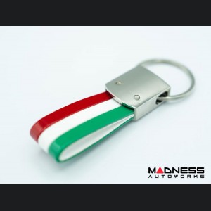 Keychain - ABARTH - Italian Flag Theme PVC Strap w/ ABARTH Logo + Crest Badge