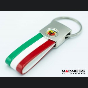 Keychain - ABARTH - Italian Flag Theme PVC Strap w/ ABARTH Logo + Crest Badge