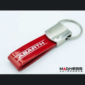 Keychain - ABARTH - Red PVC Strap w/ ABARTH Logo + Crest Badge