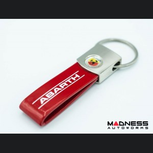 Keychain - ABARTH - Red PVC Strap w/ ABARTH Logo + Crest Badge