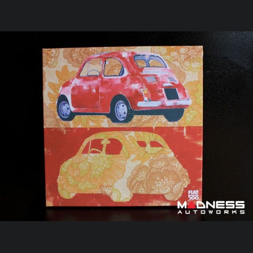 Classic Fiat 500 Artwork - Canvas Print - Red