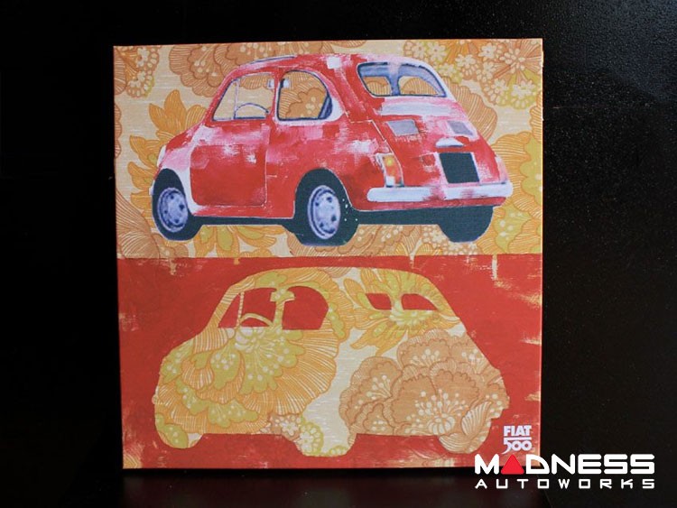 Classic Fiat 500 Artwork - Canvas Print - Red