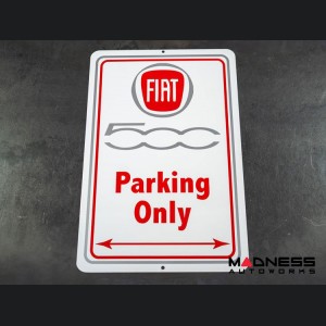 FIAT 500 Parking Only - Metal Sign - 500 in Gray and Red