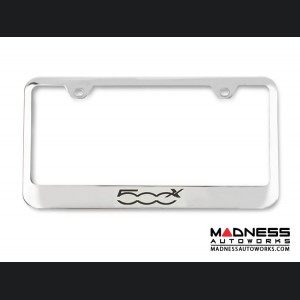 FIAT 500X License Plate Frame - Polished Stainless Steel - 500X Logo - Standard