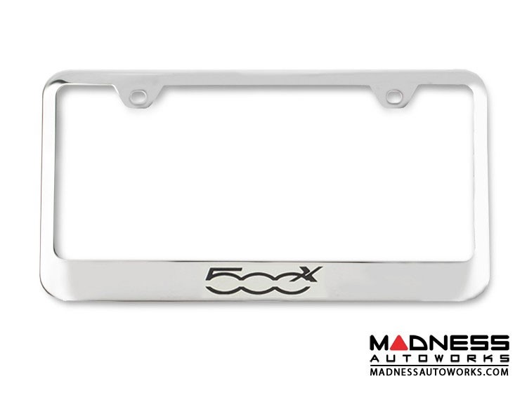FIAT 500X License Plate Frame - Polished Stainless Steel - 500X Logo - Standard