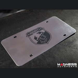 FIAT 500 License Plate - Stainless Steel Plate w/ ABARTH Logo