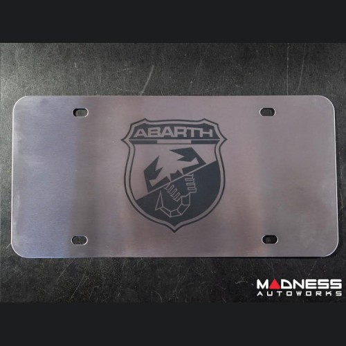 FIAT 500 License Plate - Stainless Steel Plate w/ ABARTH Logo