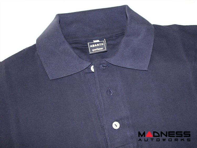 ABARTH Polo Shirt - Vintage - Long Sleeved - Navy - Large