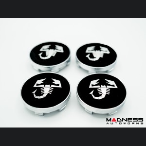 Center Wheel Caps - Black w/ Silver ABARTH Scorpion - 60mm
