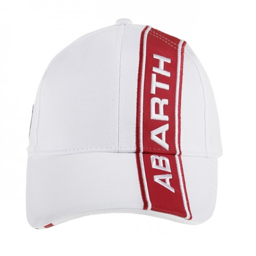Cap - ABARTH - White w/ Red ABARTH Logo + Stripe