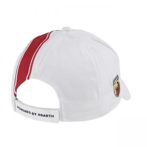 Cap - ABARTH - White w/ Red ABARTH Logo + Stripe