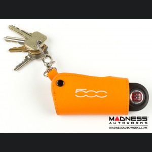 FIAT 500 Keychain/ Key Holder - Orange w/ 500 Logo
