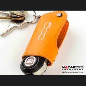 FIAT 500 Keychain/ Key Holder - Orange w/ 500 Logo
