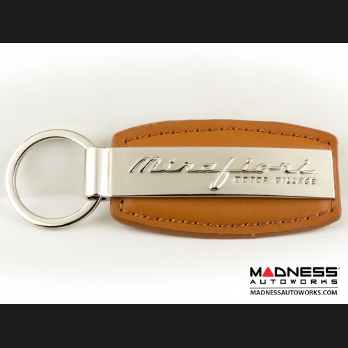 Keychain - Brown Leather Strap w/ Mirafiori Logo  